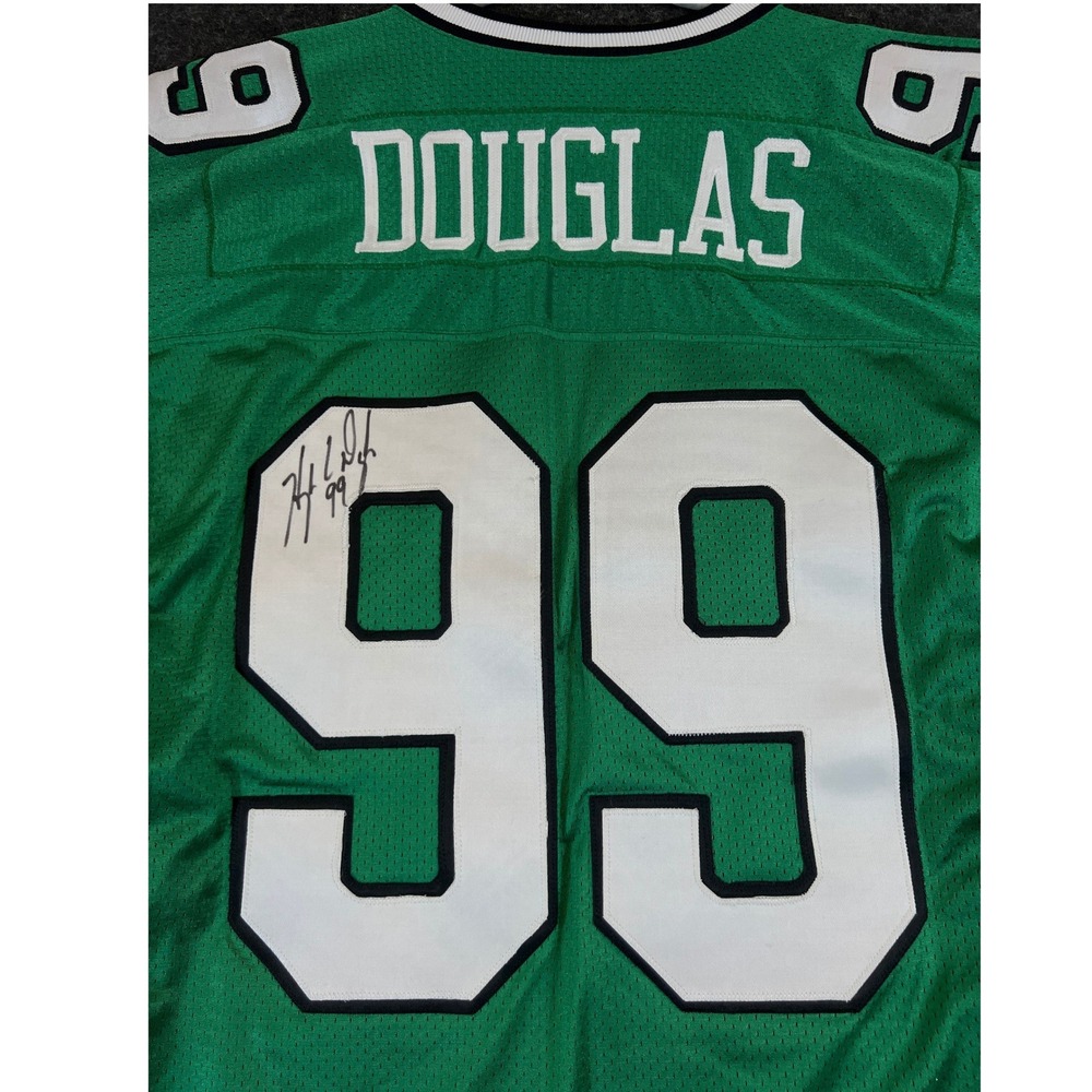 VTG Champion NFL Pro Line Jersey Hugh Douglas Stitched Autographed Eagles Jets